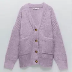 ZARA パッチポケットニットカーディガン S