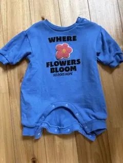 BREEZE ロンパース 70 花モチーフ 長袖 ブルー 女の子 ベビー シミ有