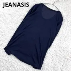 JEANASIS ジーナシス ラメ 長袖カットソー Uネック ネイビー F