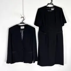 【冠婚葬祭】黒 ブラックフォーマル ワンピース スーツ レディース 15AR