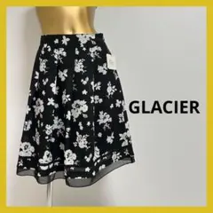 【4389】GLACIER 花柄 膝丈 フレアスカート M