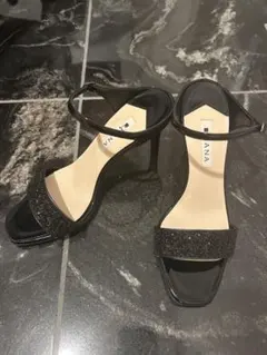 DIANAダイアナ グリッター付きミュールサンダル ピンヒール ブラック24cm