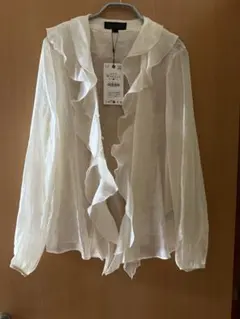タグ付き　ZARA 新品未使用 フリルシャツ アイボリー