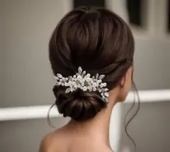 ⑧パール簪　ヘッドドレス　シルバータイプ
