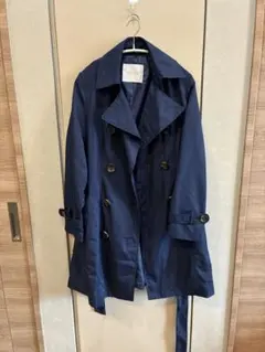 ネイビー ダブルブレスト トレンチコート