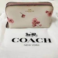 COACH 花柄レザーポーチ