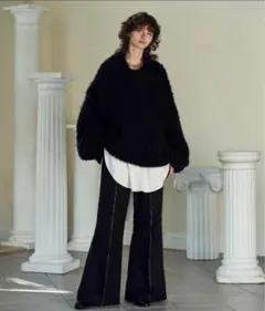 seyto フレアパンツ seyto ジャガードグロッシーフレアパンツ - メルカリ