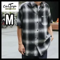●新品 CALTOP キャルトップ 半袖チェックシャツ ブラックアイボリー M