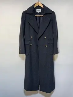 【美品】⭐️OZOCウール混紡ダークグレー ・ダブルブレストロングコート⭐️ワールド