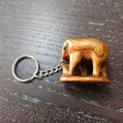 ご当地お土産品木彫り像象キーホルダー伝統工芸品