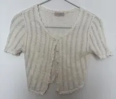 アイボリー レース編み ショートカーディガン