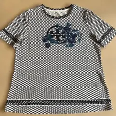 トリバーチ花柄半袖Tシャツ 白黒