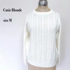 .Cutie Blonde ケーブル編みニット ホワイト M クルーネック 長袖