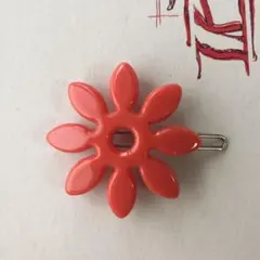 ヘアピン花　子供用小さいサイズ【オレンジ朱色】