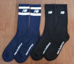 ニューバランスレギュラーソックスメンズ25-27cm2足セットネイビー/ブラック