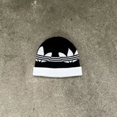 90s adidas 트레포일 니트 모자 비니 블랙 화이트