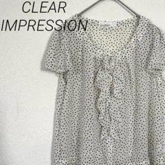 CLEAR IMPRESSION ブラウス ドット柄 胸元フリル 大きめ 薄手