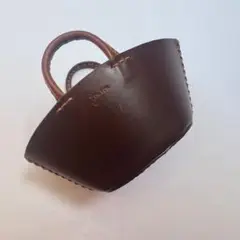 genten ブラウンレザー小型バスケット