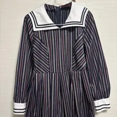 ストライプ セーラーワンピース 長袖
