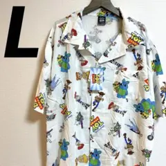 【新品未使用タグ付き】トイストーリー4総柄アロハシャツ★白 Lサイズ開襟