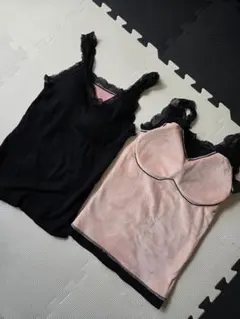 ほぼ未使用　裏起毛レース付きキャミソール 2点セット