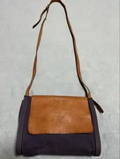 レザーキャンバスショルダーバッグ