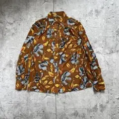 昭和レトロ ヴィンテージ ブラウス 花柄 総柄 ブラウン 古着 個性的