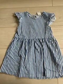 H&M 青と白のストライプ ワンピース 12-18M