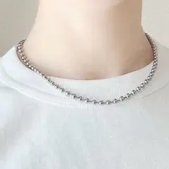 ボール チェーン ネックレス６mm シルバー サージカルステンレス 新品