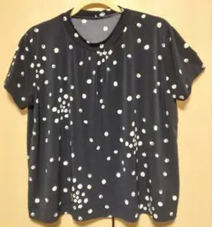 ドゥクラッセ レディース半袖トップス チュニック 黒 白ドット XL