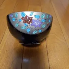 美濃焼吾山窯 黒地 金彩 花柄 鉢 2個セット