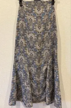 総柄 タイトスカート 青系