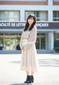 【AI作成写真L判サイズ】理想の彼女 フランス文学科2年(架空)