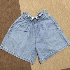デニムブルー ハーフパンツ ゴム入り　GU 150cm