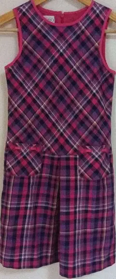 Talbots kids　ノースリーブチェック柄インドネシア製ワンピース　7号◆