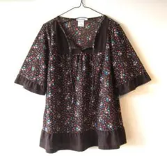 美品　ユニクロ　UNIQLO + Hallmark　花柄チュニック　ブラウンのサムネイル