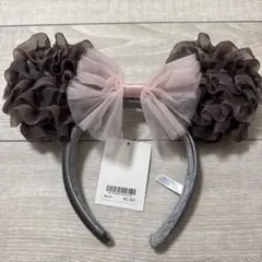 ディズニー フリルカチューシャ グレー ピンク