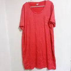 レッド カットソー半袖 胸ポケット付き【XL】