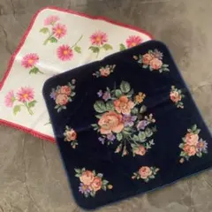【新品】花柄タオルハンカチ2枚セット