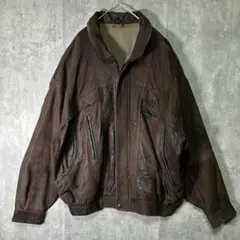 ヴィンテージ レザー ジャケット ブルゾン 濃茶 本革 肩パッドなし