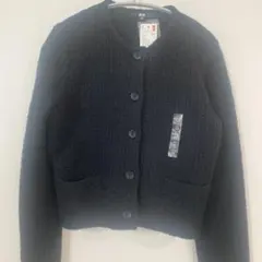 UNIQLO ニットショートジャケット ブラック Mのサムネイル