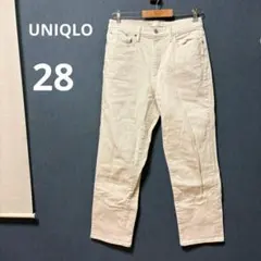 UNIQLO 28 オフホワイト ハイライズ ストレートデニム ホワイトデニム