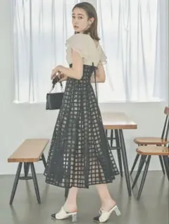 ダズリン　シアーチェックコルセットワンピース