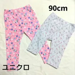 ユニクロ ベビースパッツ・レギンスセット（ミニー花柄・フラミンゴ）