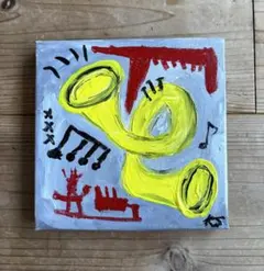 現代アート キャンバス画 抽象画 管楽器 原画一点物