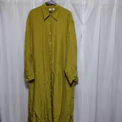 ユニクロU　オリーブグリーン 長袖 レーヨンシャツワンピース