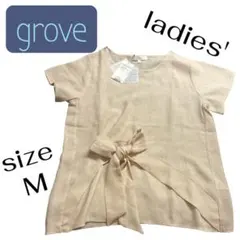 grove 半袖 リボン付き トップス ベージュ Mサイズのサムネイル