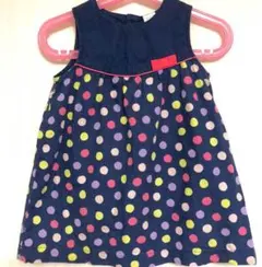 H&Mワンピース カラフルドット柄×ネイビー ノースリーブ