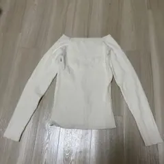 GRL スクエアネックリブニットトップス 白