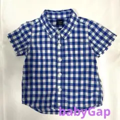babyGap 半袖シャツ 80cm ブルーギンガムチェック柄